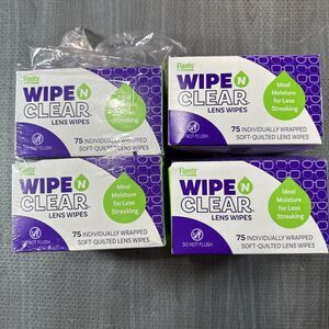 Flent's Wipe 'n Clear Lens Wipe, 4 Pack X 75 Wipes Soft-Quilted Lens Wipes
